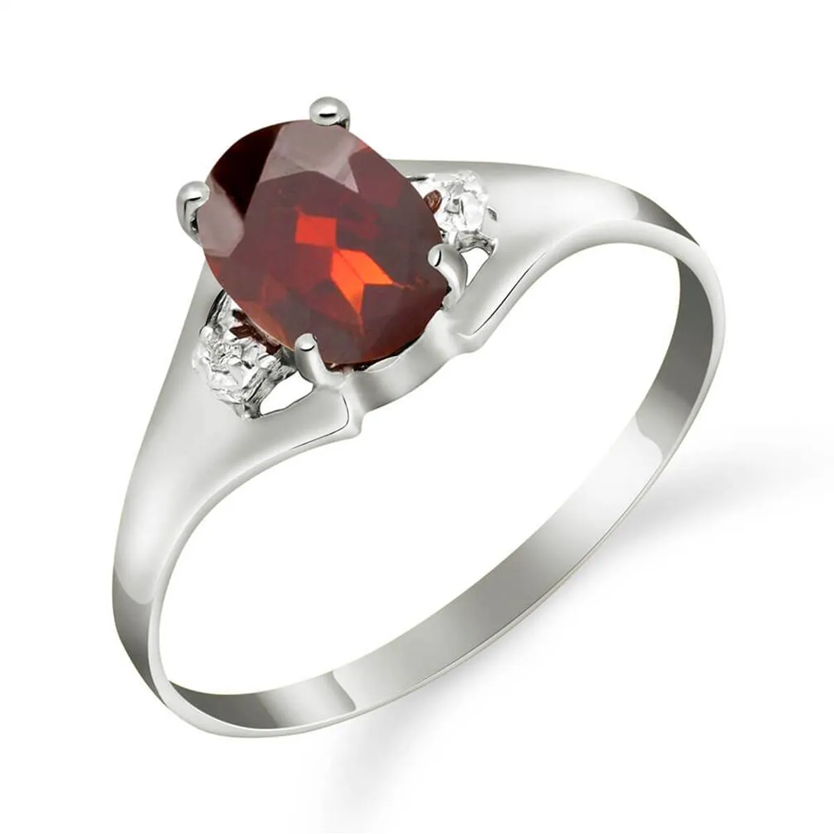 0.76 Carat 14K Solid White Gold Arms Of Integrity Garnet Diamond Ring