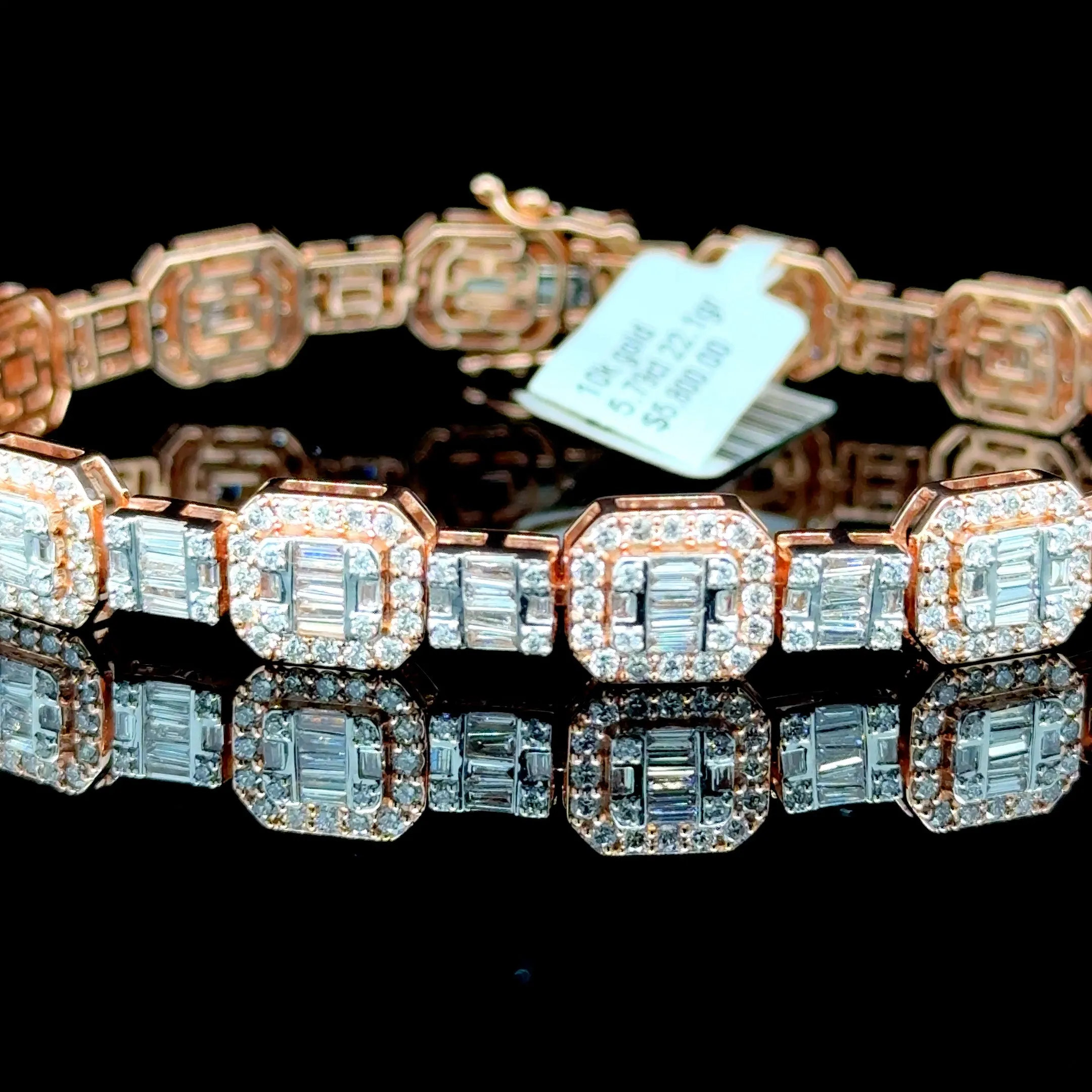 10K Rose & White Gold Diamond Tennis Bracelet (5.79ct, 8-inch)