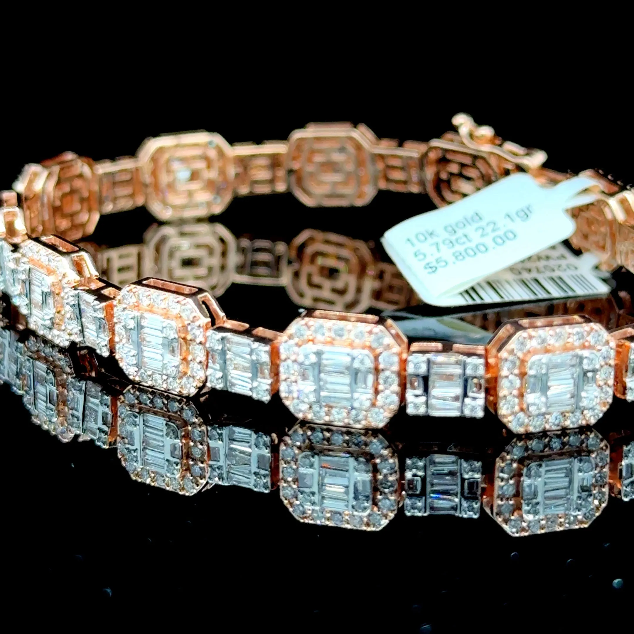 10K Rose & White Gold Diamond Tennis Bracelet (5.79ct, 8-inch)