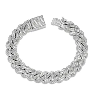 10K White Gold 22ct Prong set Diamond 10mm Cuban Bracelet