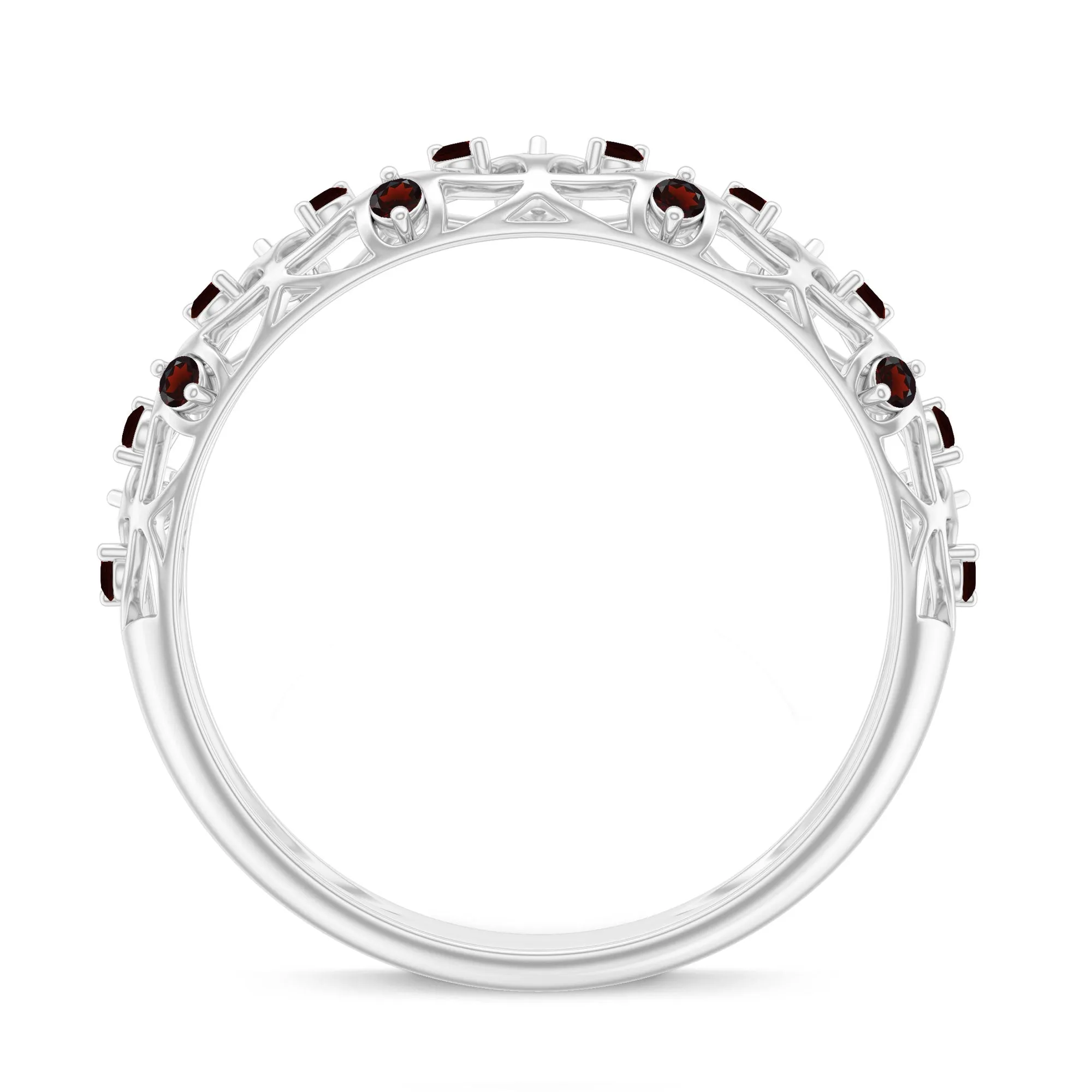 1/4 CT Garnet Filigree Band Ring for Women in Prong Setting