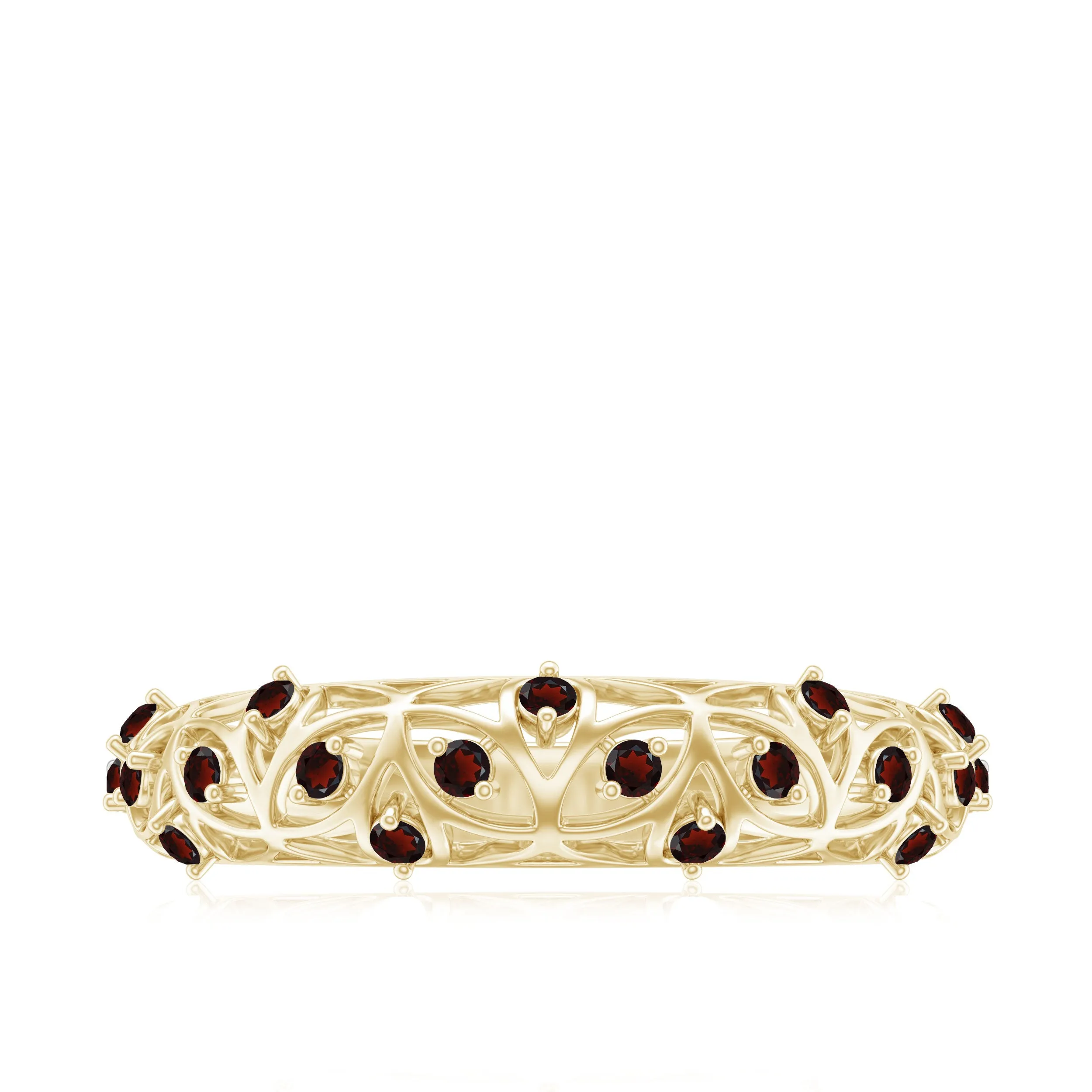 1/4 CT Garnet Filigree Band Ring for Women in Prong Setting