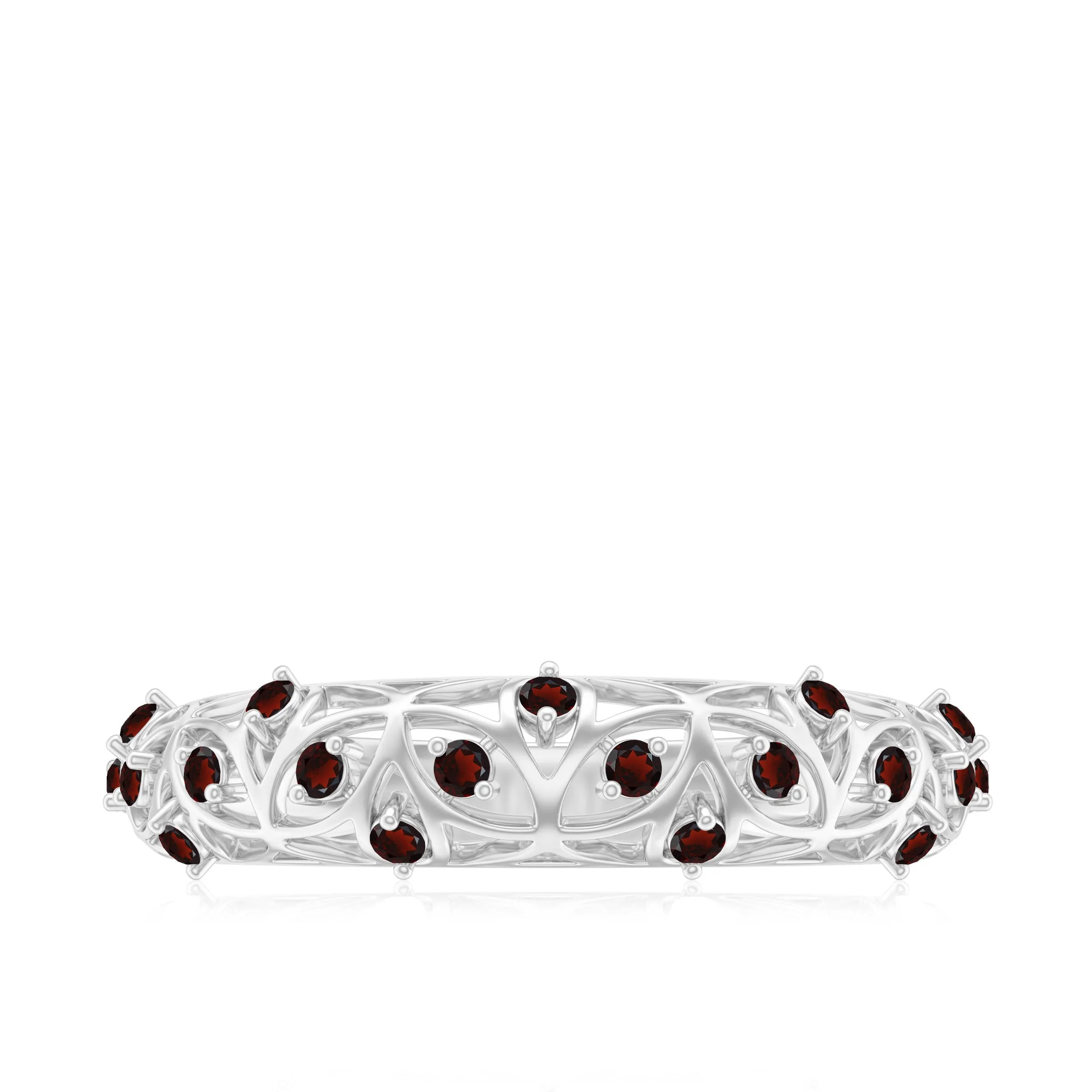 1/4 CT Garnet Filigree Band Ring for Women in Prong Setting