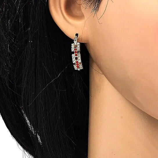 14k Gold Filled Garnet Unique Shape Earrings