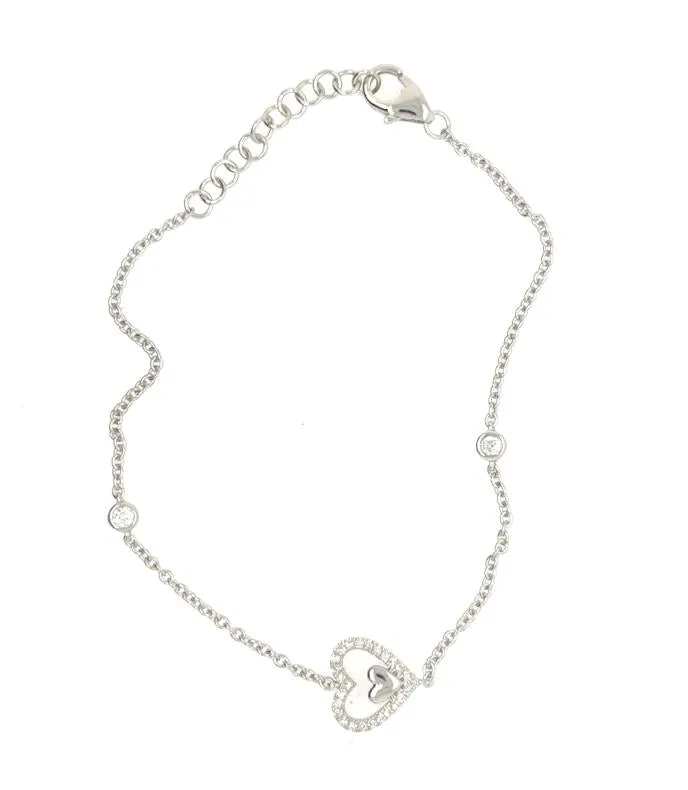 14K Petite Diamond Heart Bracelet