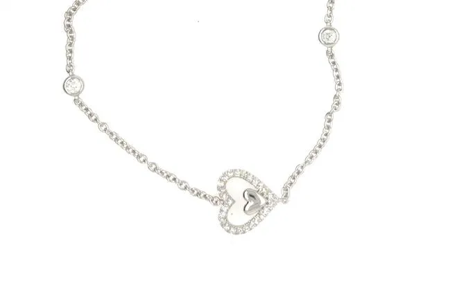 14K Petite Diamond Heart Bracelet