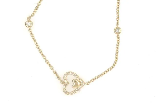 14K Petite Diamond Heart Bracelet