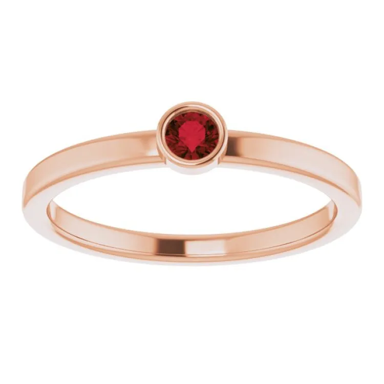 14K Rose 3 mm Natural Mozambique Garnet Ring