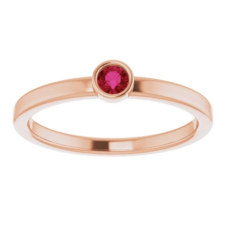 14K Rose 3 mm Natural Ruby Ring