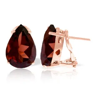 14K Solid Rose Gold French Clips Natural Garnet Earrings Gemstone