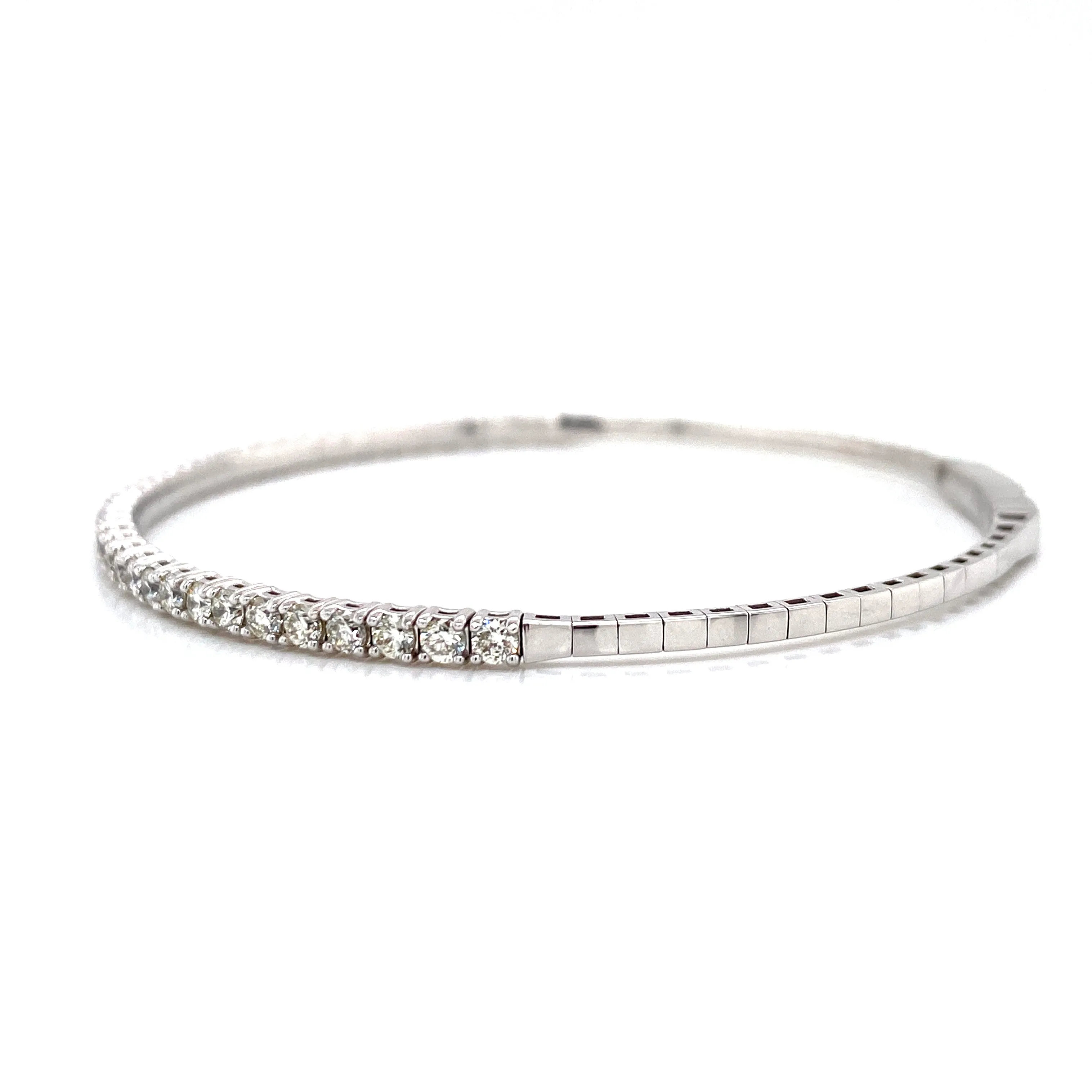 14K White Gold Diamond Flexible Bangle