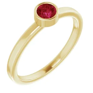 14K Yellow 4 mm Natural Ruby Ring