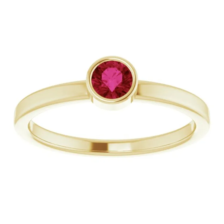 14K Yellow 4 mm Natural Ruby Ring