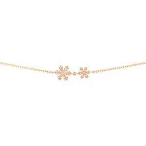 14K Yellow Gold Diamond Double Flower Bracelet