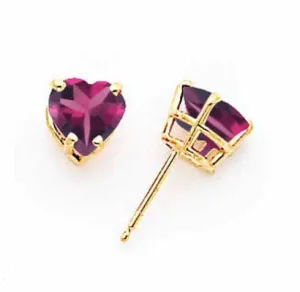 14k Yellow Gold Heart Rhodalite Garnet Earring