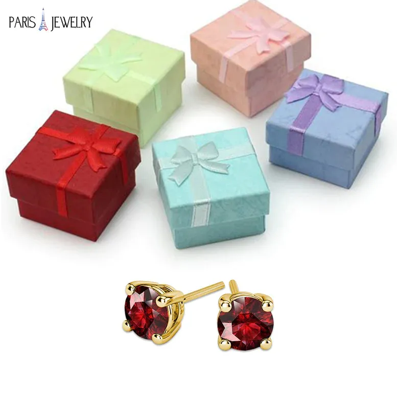 14k Yellow Gold Plated Created Ruby Round Stud Earrings 6mm