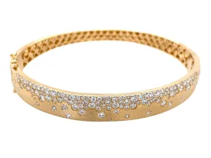 14K Yellow Natural Diamond Hinged Bangle Bracelet