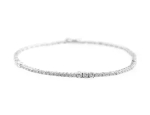 14kt White Gold 1.42ctw Diamond Tennis Bracelet - Estate