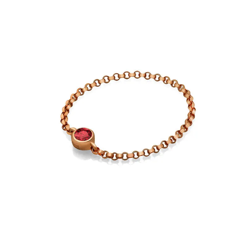 18k Gold January Birthstone Garnet Chain Ring