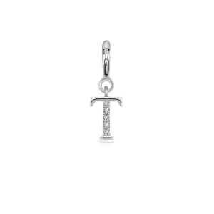 18k Gold Letter "T" Diamond Charms