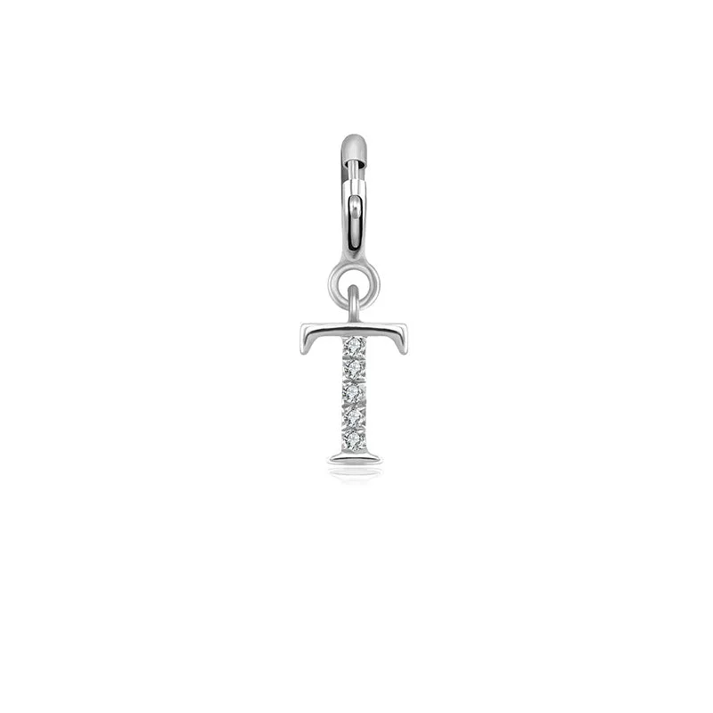 18k Gold Letter "T" Diamond Charms