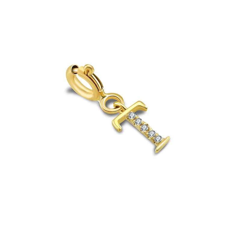 18k Gold Letter "T" Diamond Charms