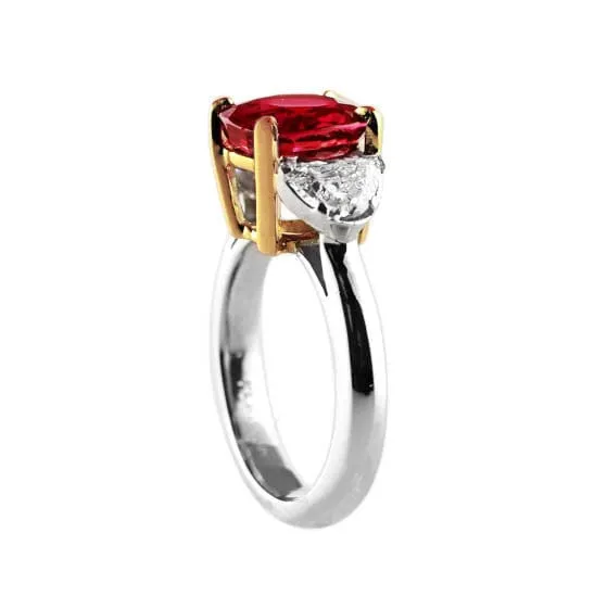 18k Yellow Gold Platinum 3ct Burma Ruby Ring