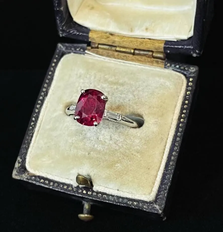 1920s Raymond Yard 3.04ct Ruby and Diamond Ring