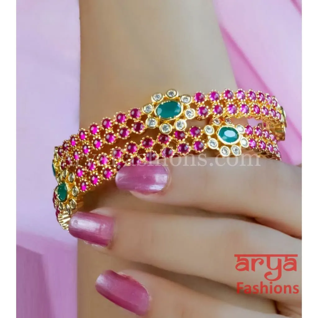 2.4,2.6,2.8 Ruby, CZ,Kundan Jadau Kada, Ruby Bangles