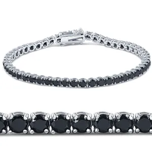 7 1/4 Ct TW Black Round-Cut Diamond Women's Tennis Bracelet 14k White Gold 7"