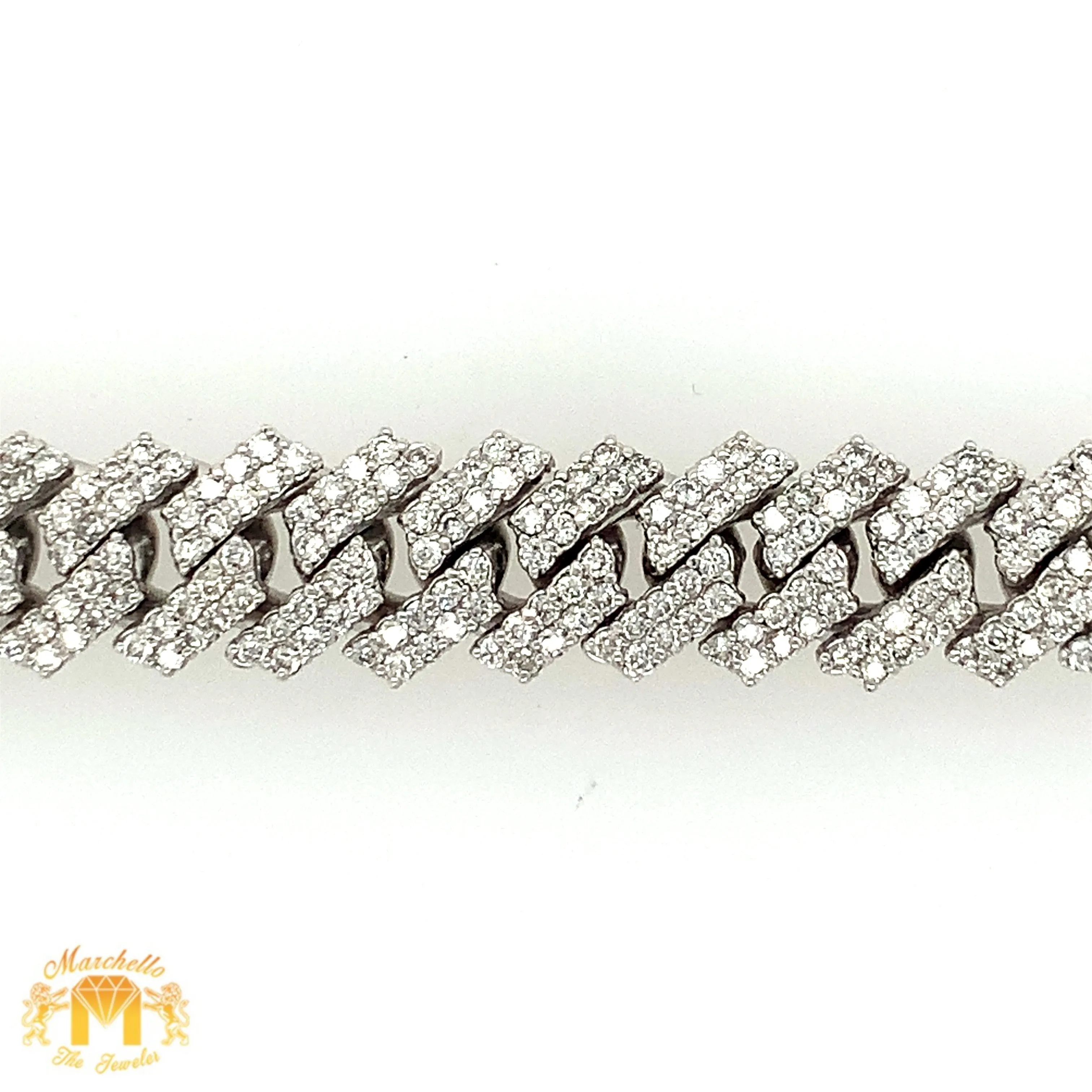 9.90ct Diamond 14k White Gold 11.5mm Diamond Edge Miami Cuban Bracelet