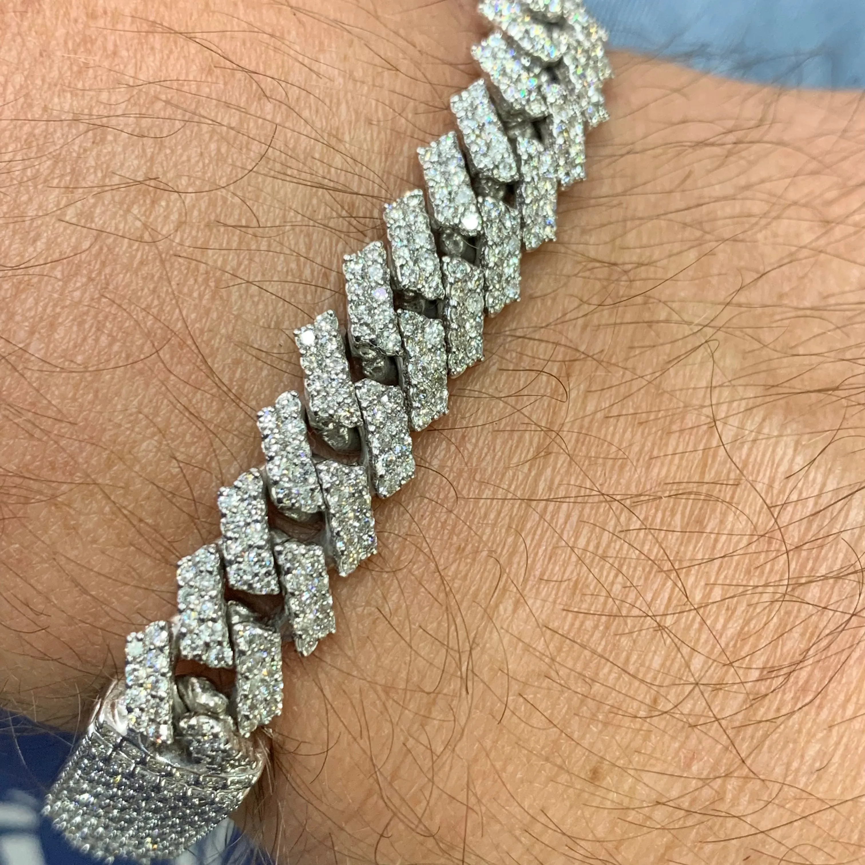 9.90ct Diamond 14k White Gold 11.5mm Diamond Edge Miami Cuban Bracelet