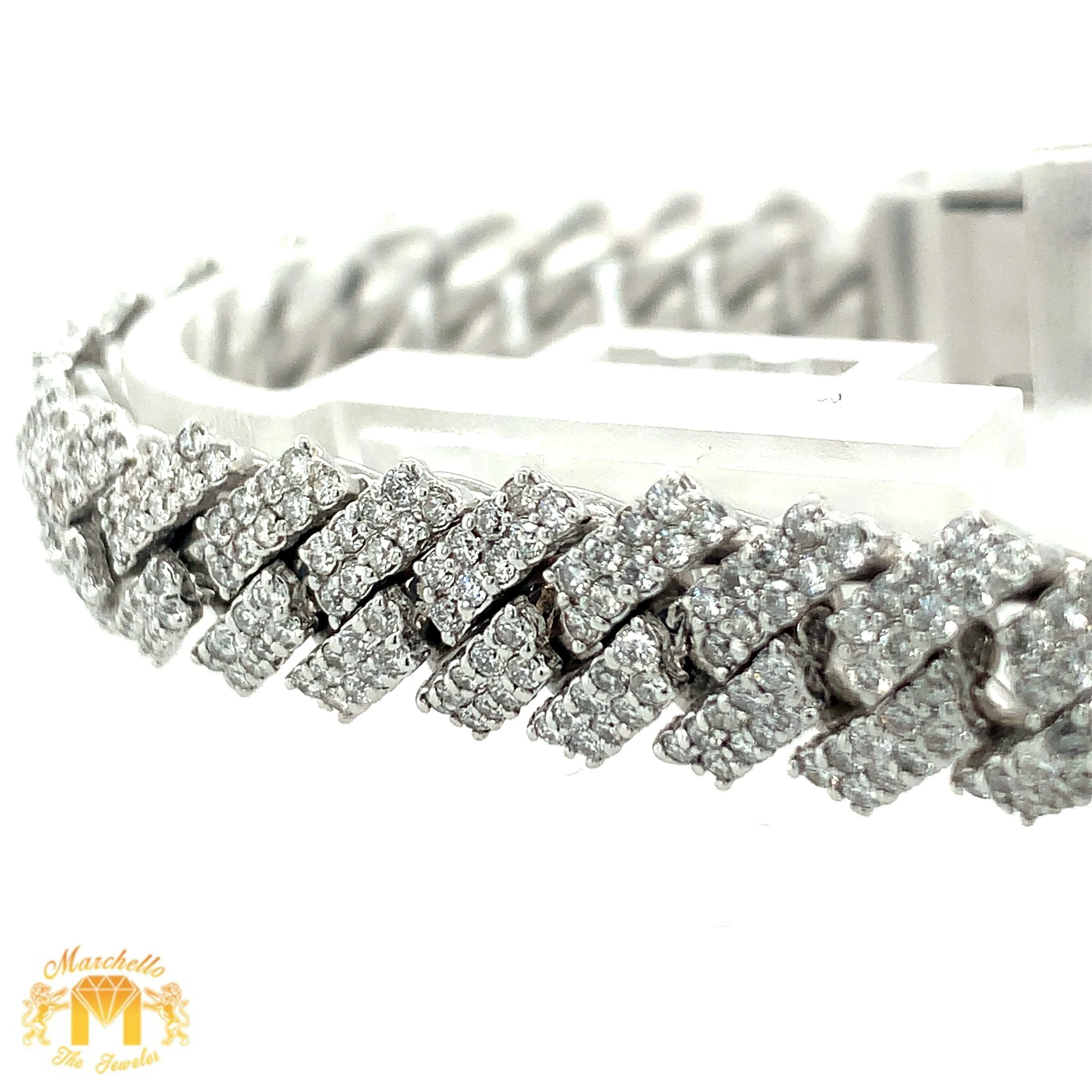 9.90ct Diamond 14k White Gold 11.5mm Diamond Edge Miami Cuban Bracelet