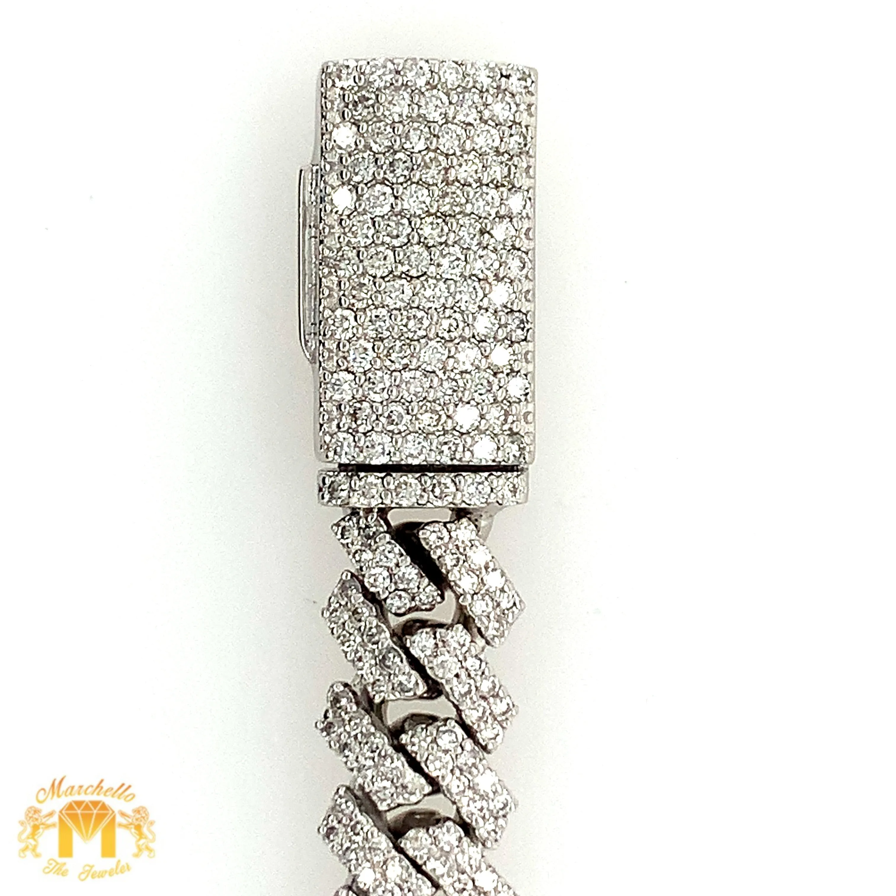 9.90ct Diamond 14k White Gold 11.5mm Diamond Edge Miami Cuban Bracelet