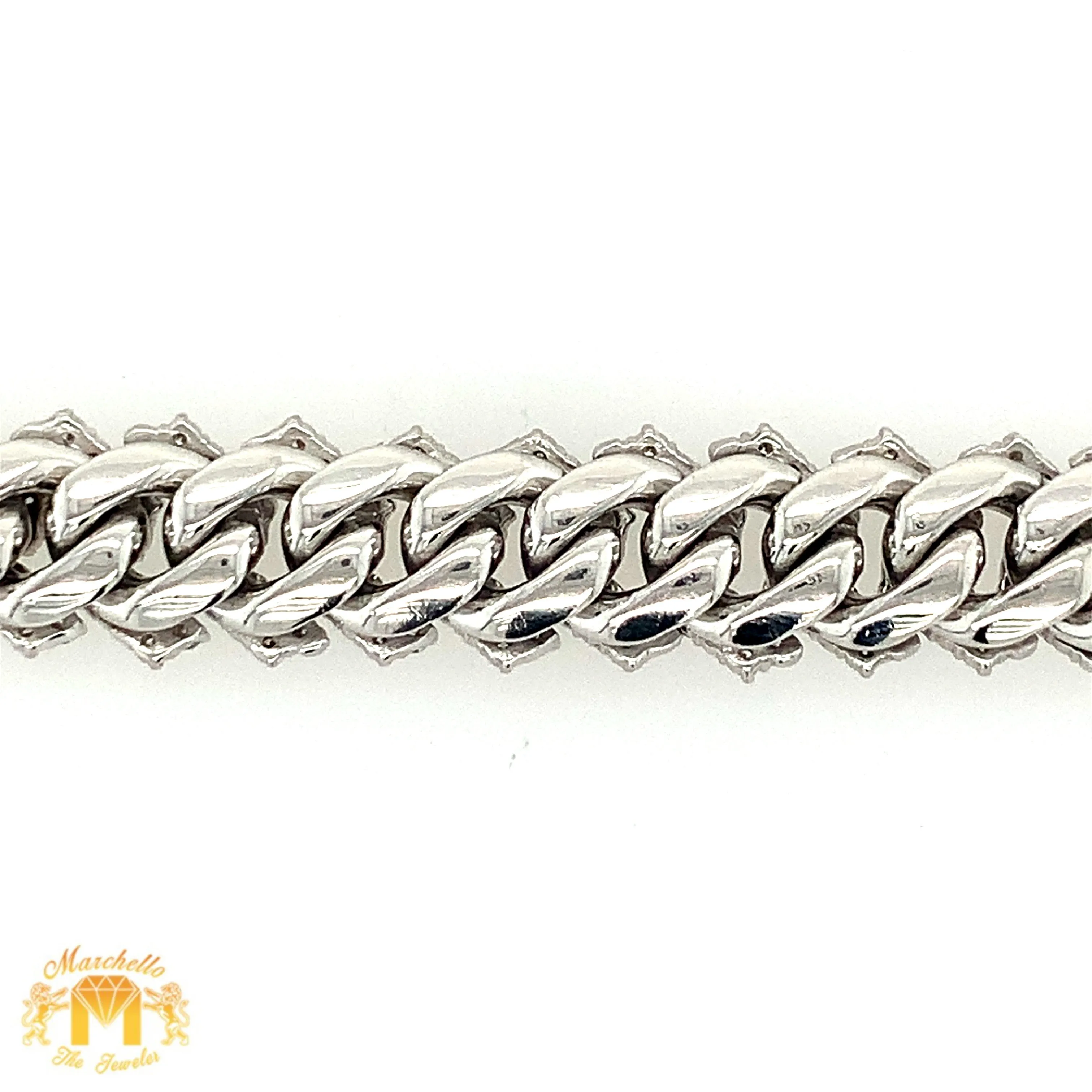 9.90ct Diamond 14k White Gold 11.5mm Diamond Edge Miami Cuban Bracelet