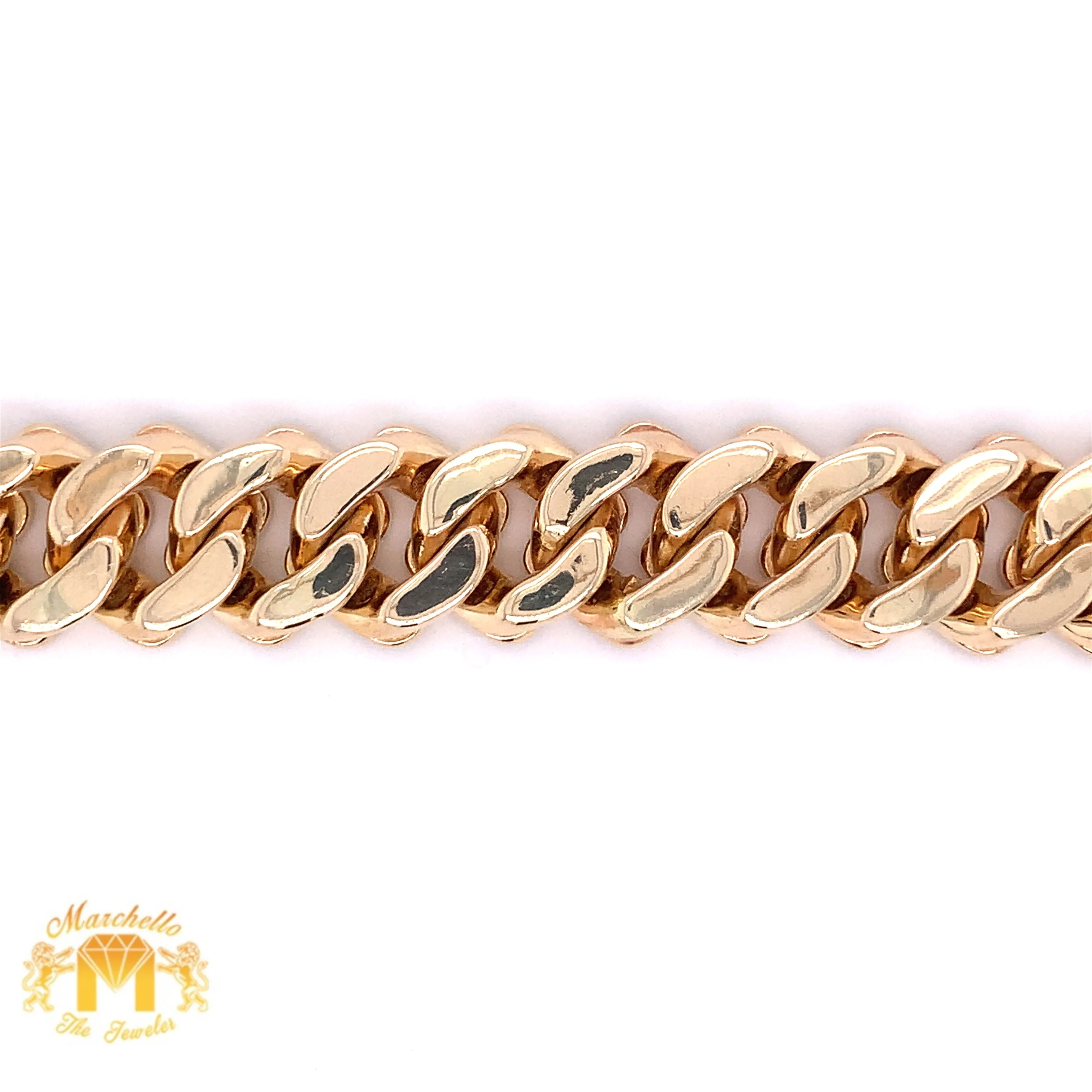 9ct Baguette & Round Diamond and Gold 15MM Cuban Bracelet (prong set, box clasp)