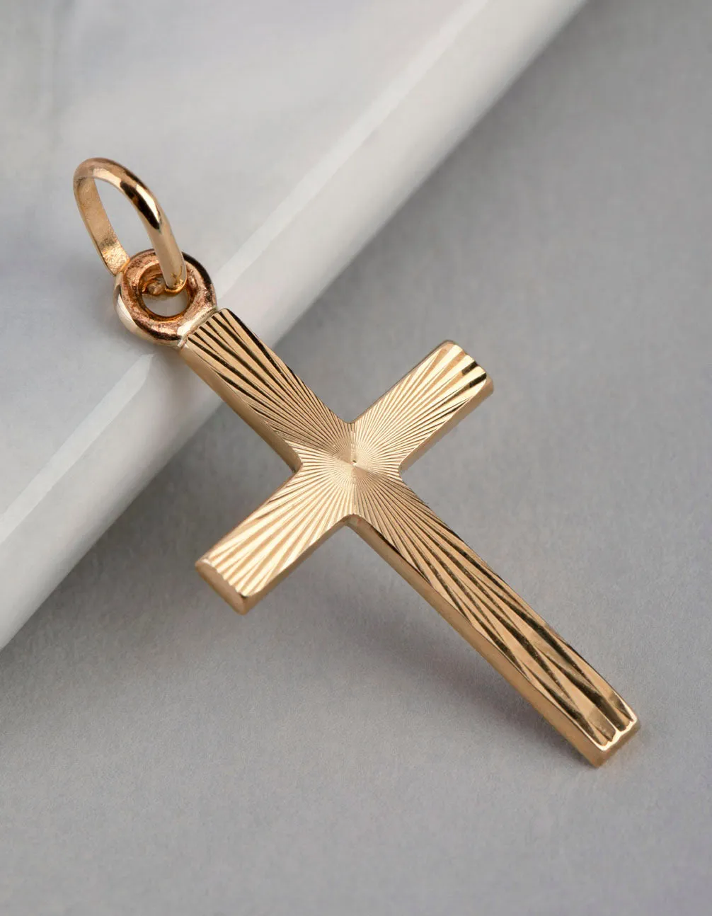 9ct Gold Textured Cross Pendant Charm