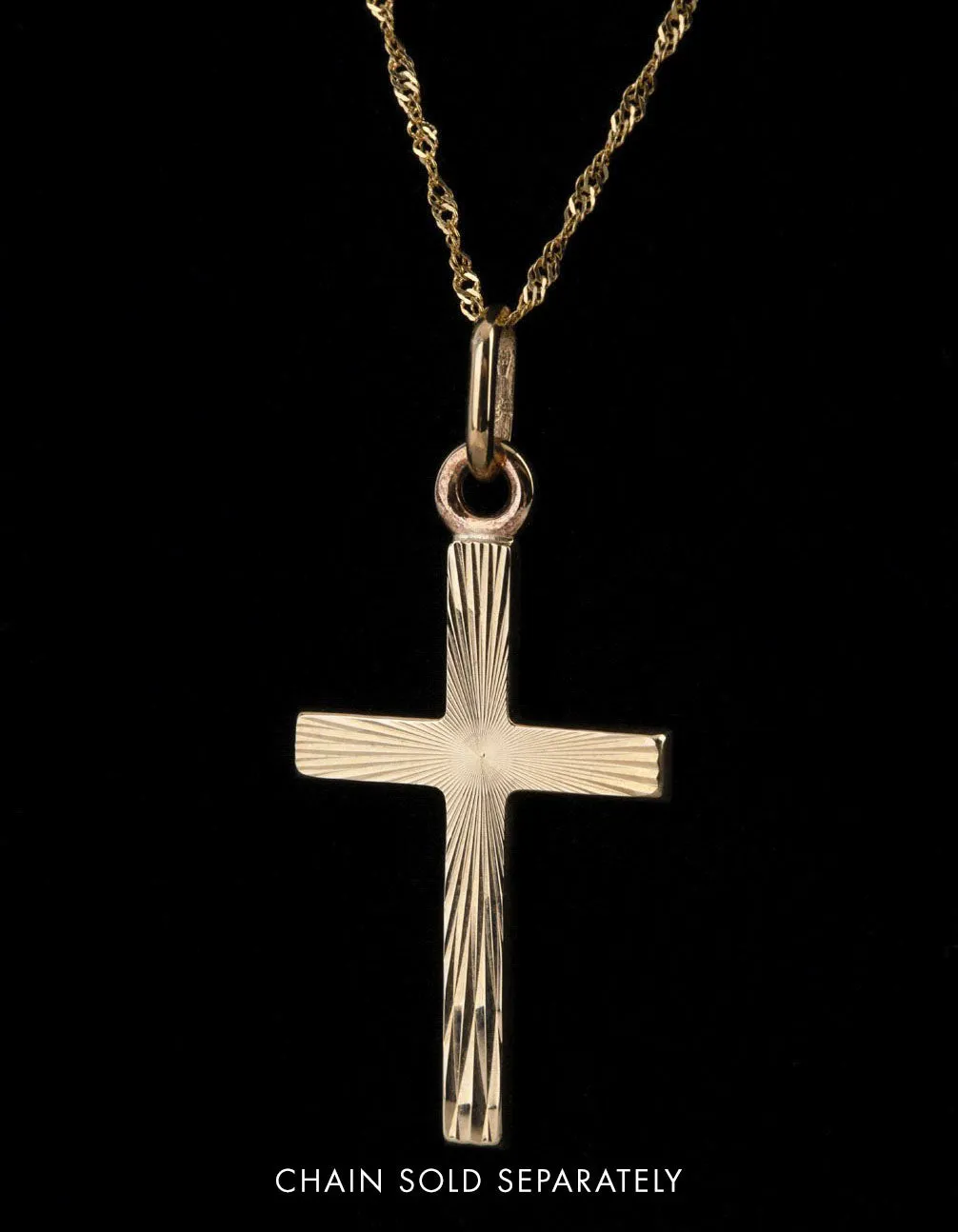 9ct Gold Textured Cross Pendant Charm