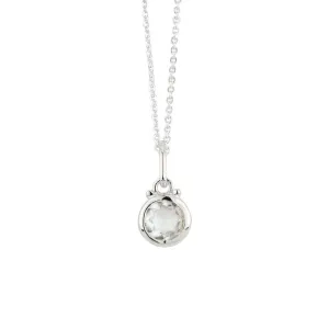 April Birthstone Charm Necklace in Silver