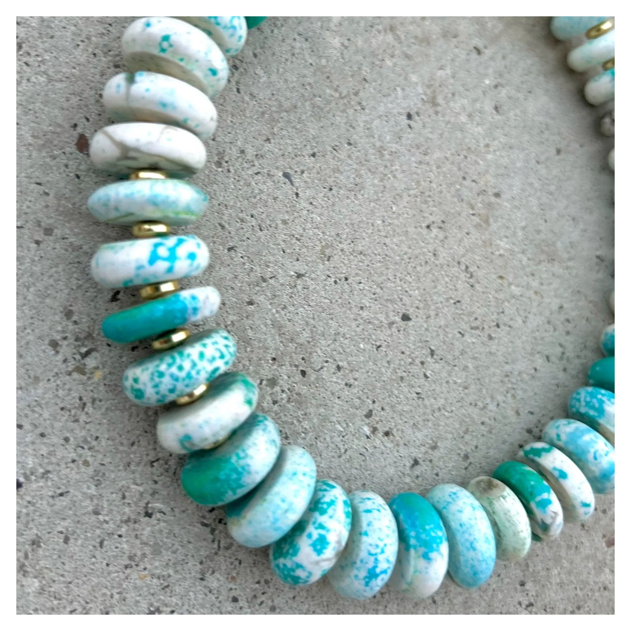 Aqua & White Biggie Candice Necklace