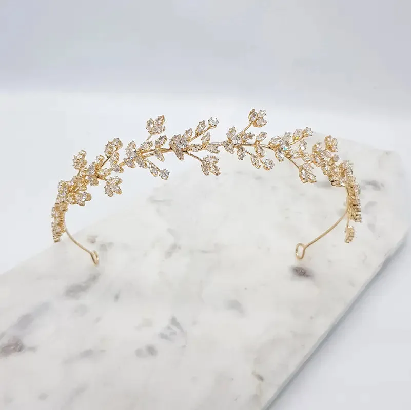 Athena - Floral Crystal Bridal Headband