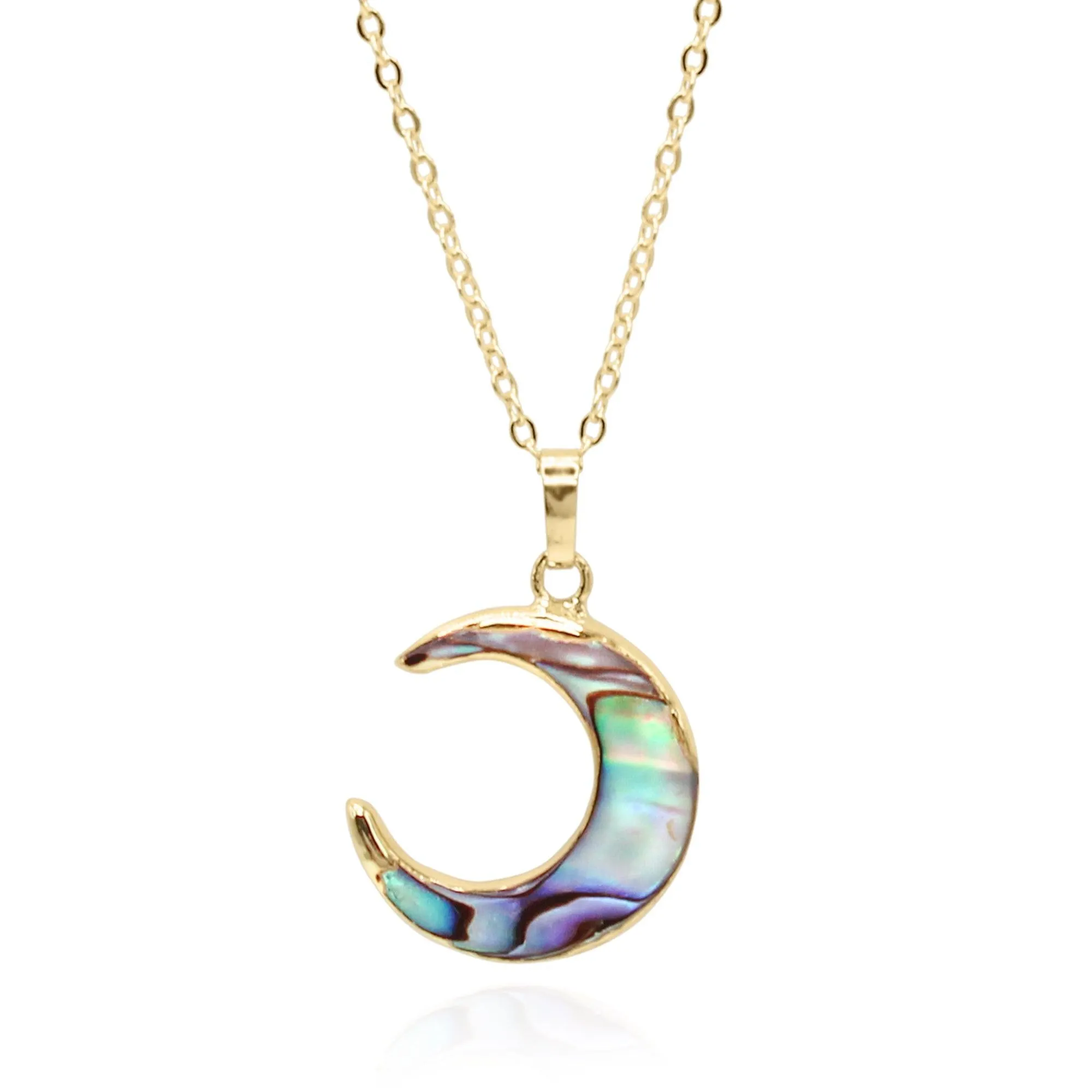 Aylin Abalone Shell Moon Necklace | 14K Gold Plated