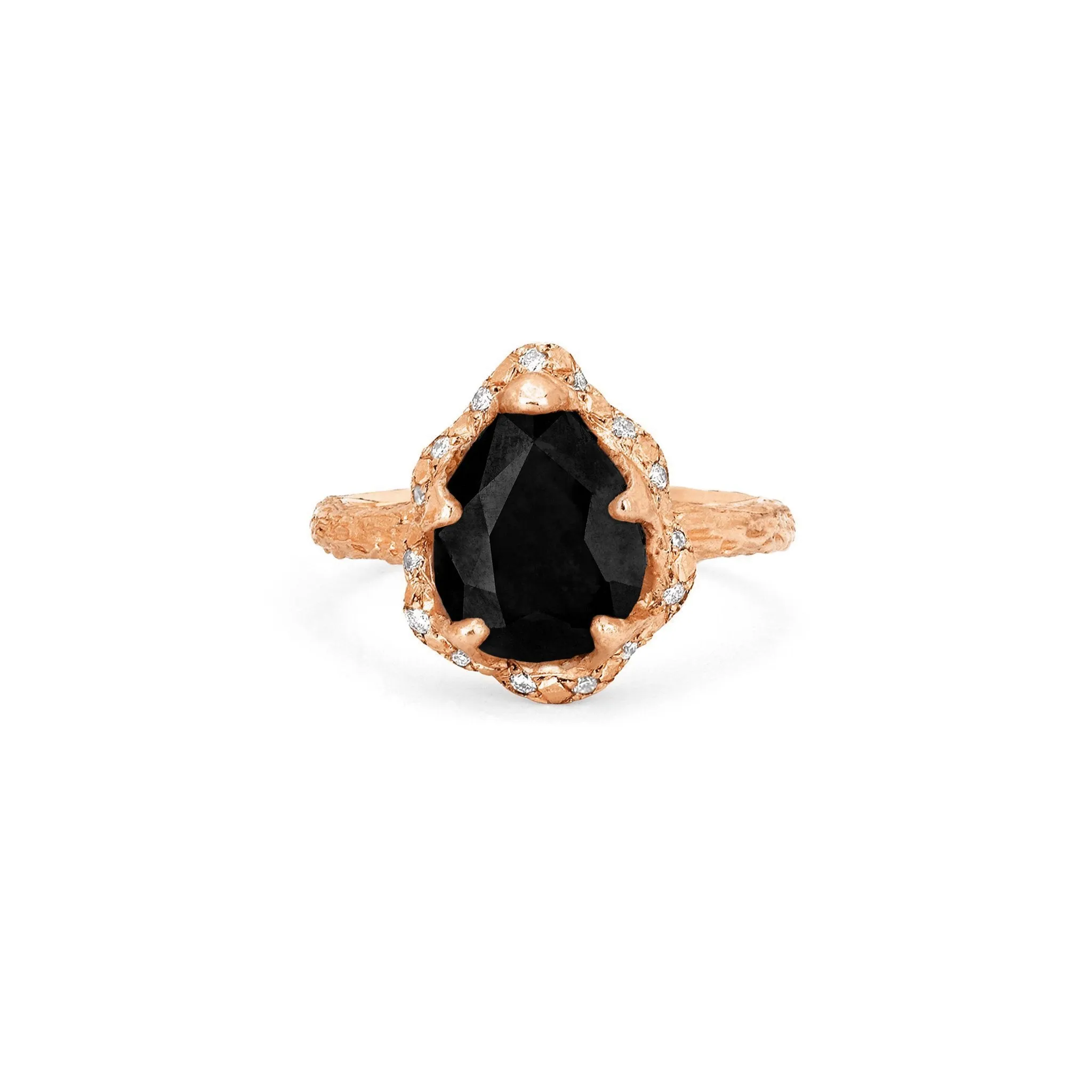 Baby Queen Water Drop Onyx Ring with Sprinkled Diamonds