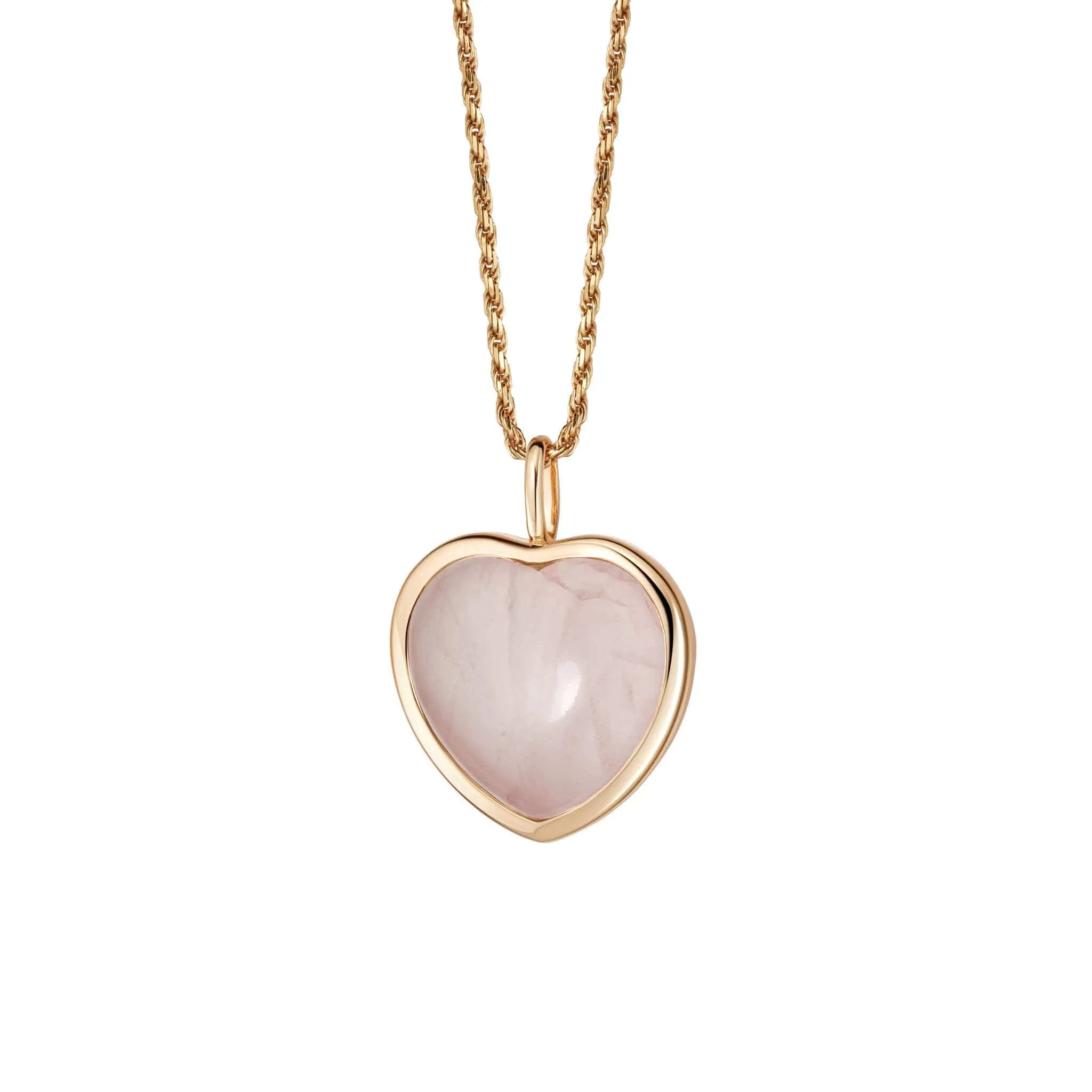 Beloved Rose Quartz Heart Pendant 18ct Gold Plate