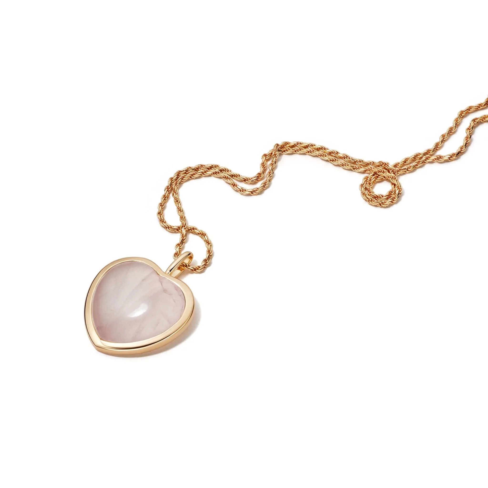 Beloved Rose Quartz Heart Pendant 18ct Gold Plate