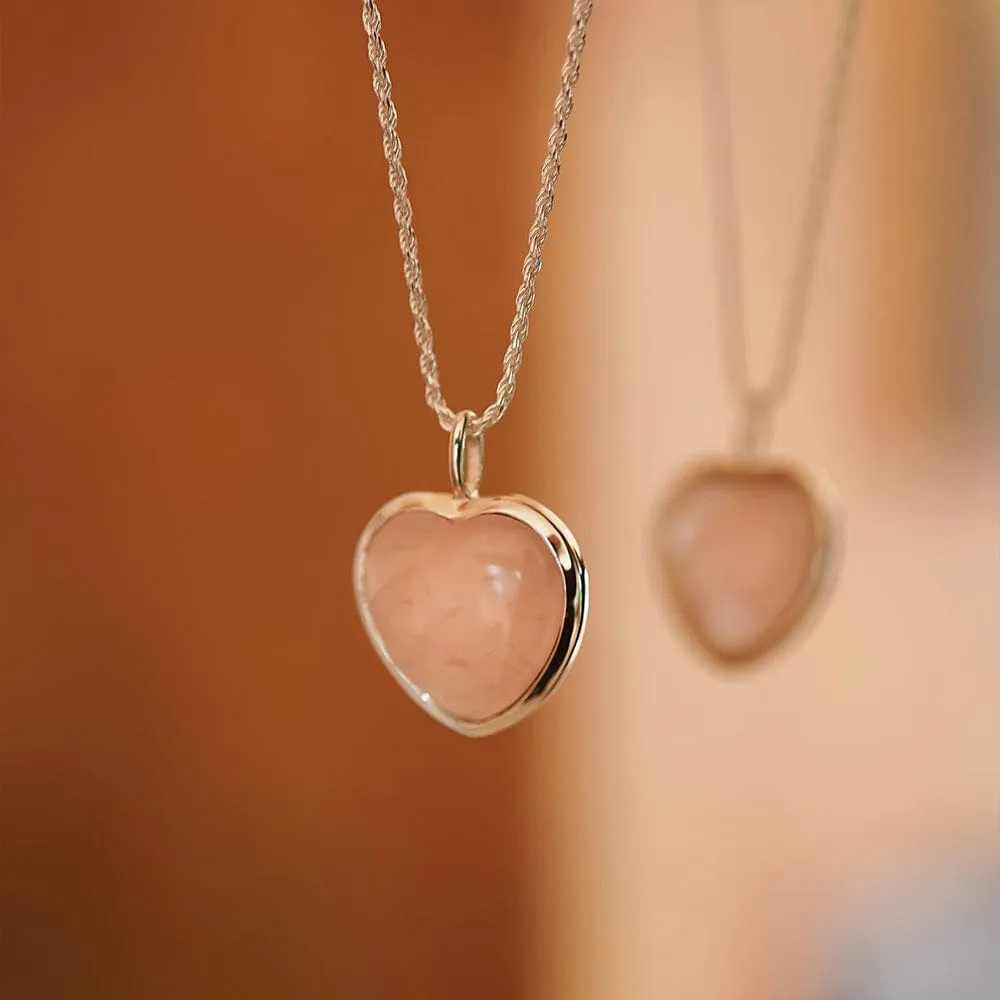 Beloved Rose Quartz Heart Pendant Sterling Silver