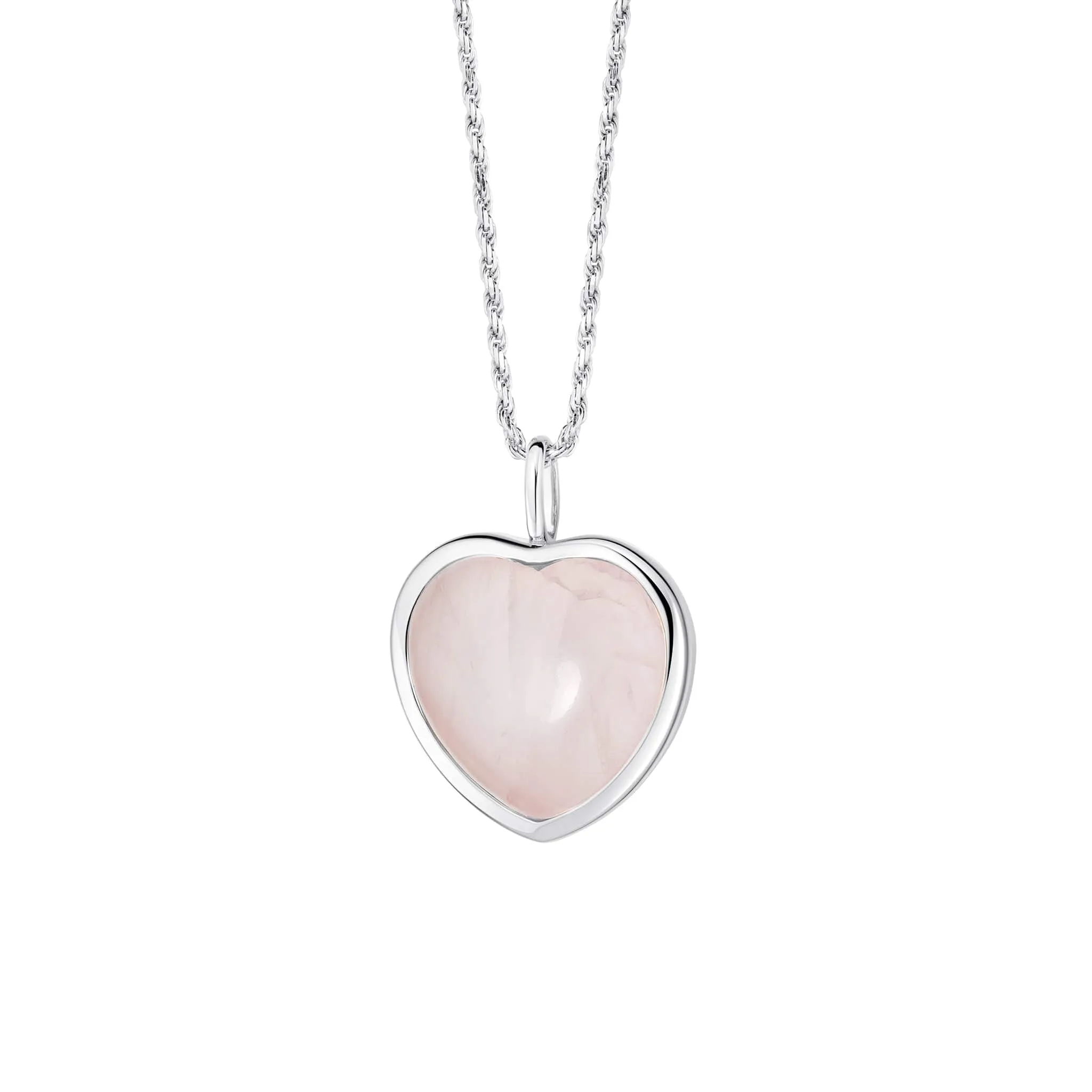 Beloved Rose Quartz Heart Pendant Sterling Silver