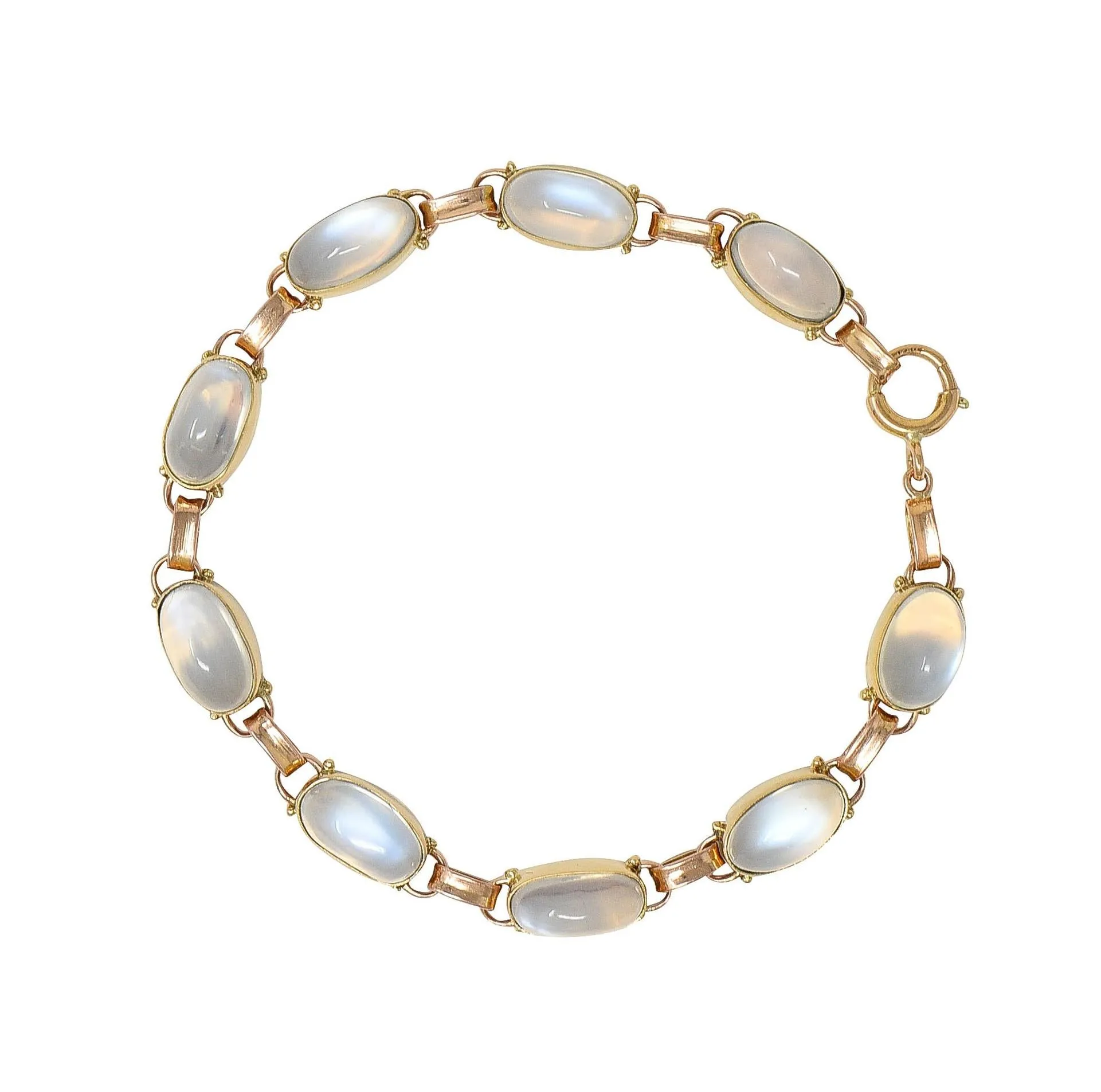 Binder Bros. Retro Moonstone 14 Karat Two-Tone Gold Vintage Link Bracelet