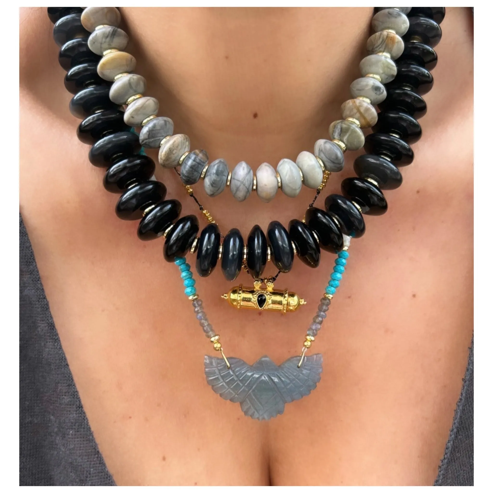 Black Agate Candice Biggie Necklace