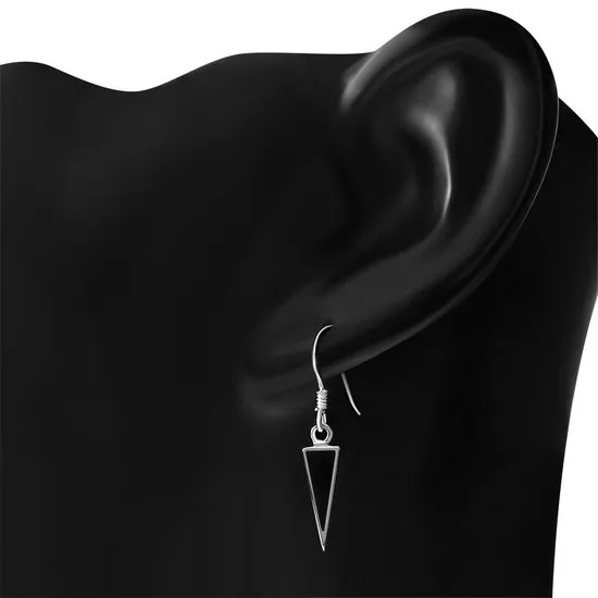 Black Onyx Triangle Sterling Silver Earrings